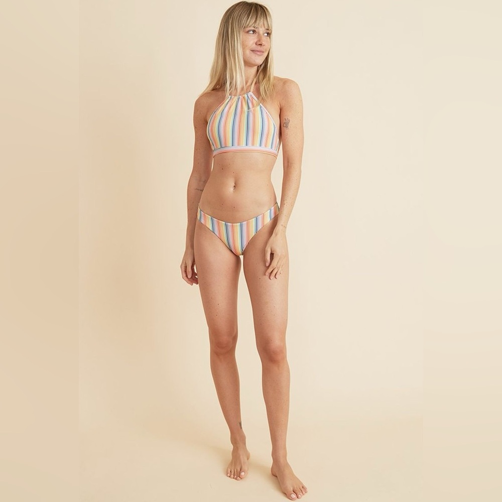 NWT Marine Layer Reversible Havana Halter Bikini Stripe Swimsuit M/L